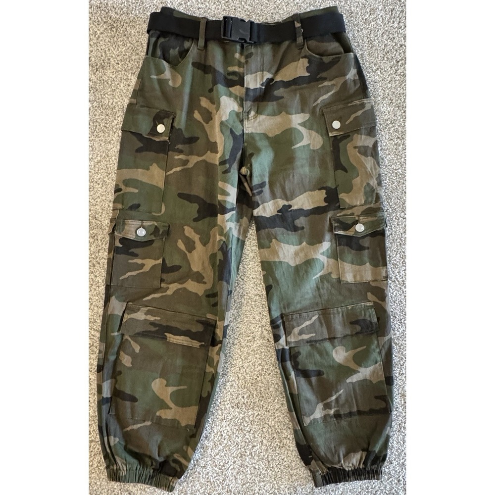 Rue 21 Camo Cargo Joggers Womens Large Belted Pants